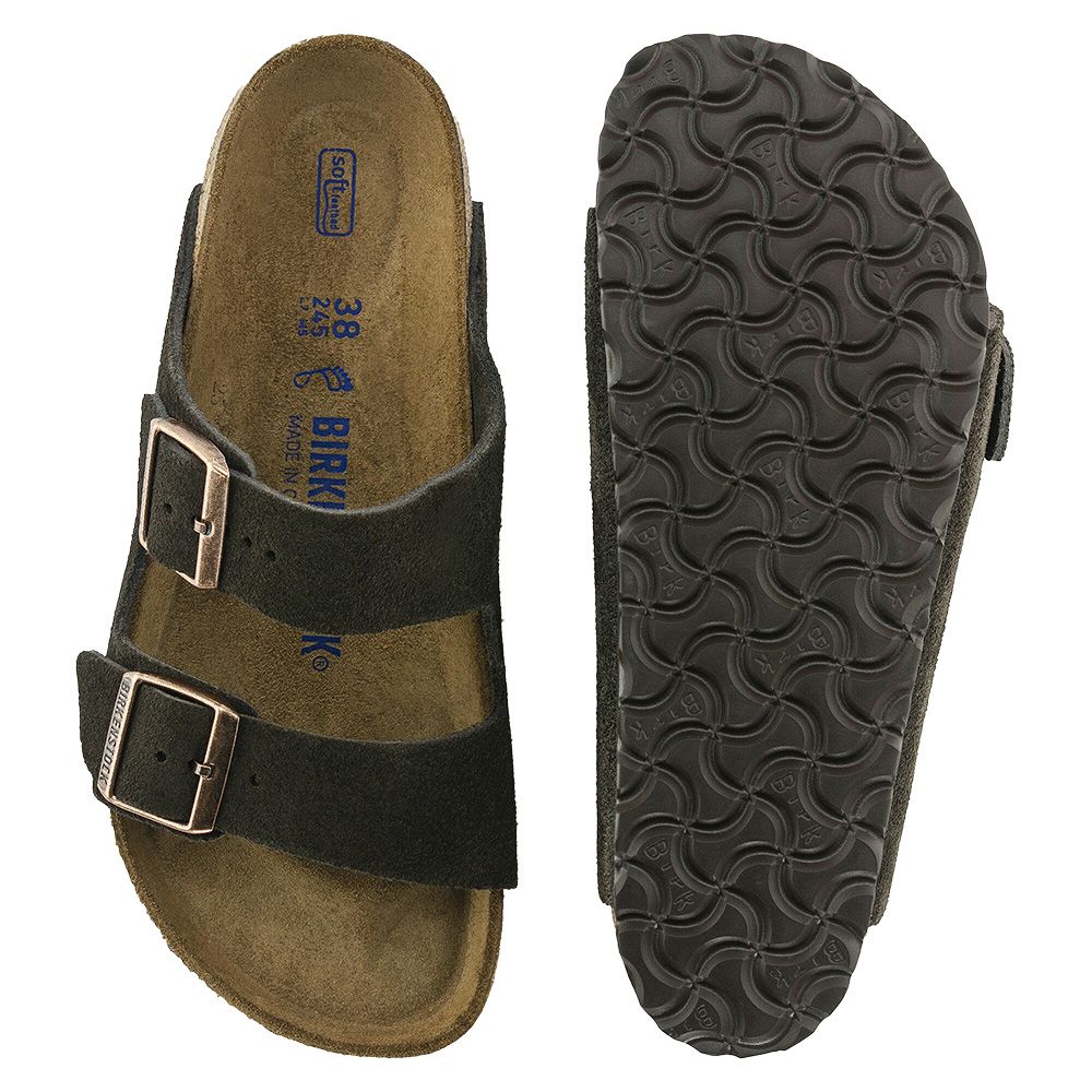 Sandalo Birkenstock Arizona Soft Footbed in pelle scamosciata Mocha
