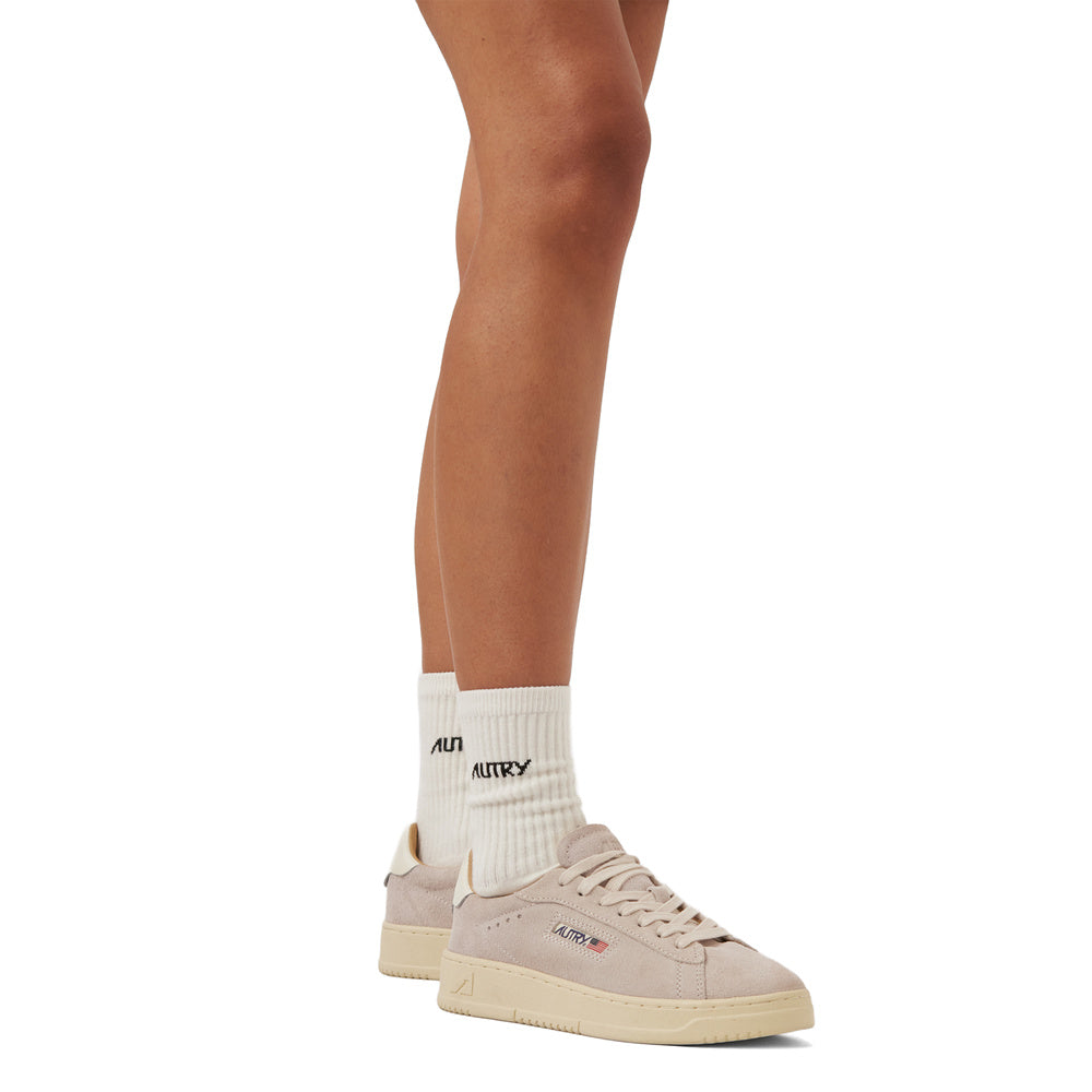 Calze Autry Socks With Jacquard Logo Ivory / Black – indossate, vista laterale