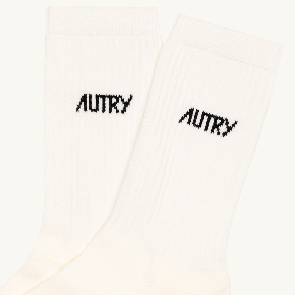 Calze Autry Socks With Jacquard Logo Ivory / Black – dettaglio del logo jacquard
