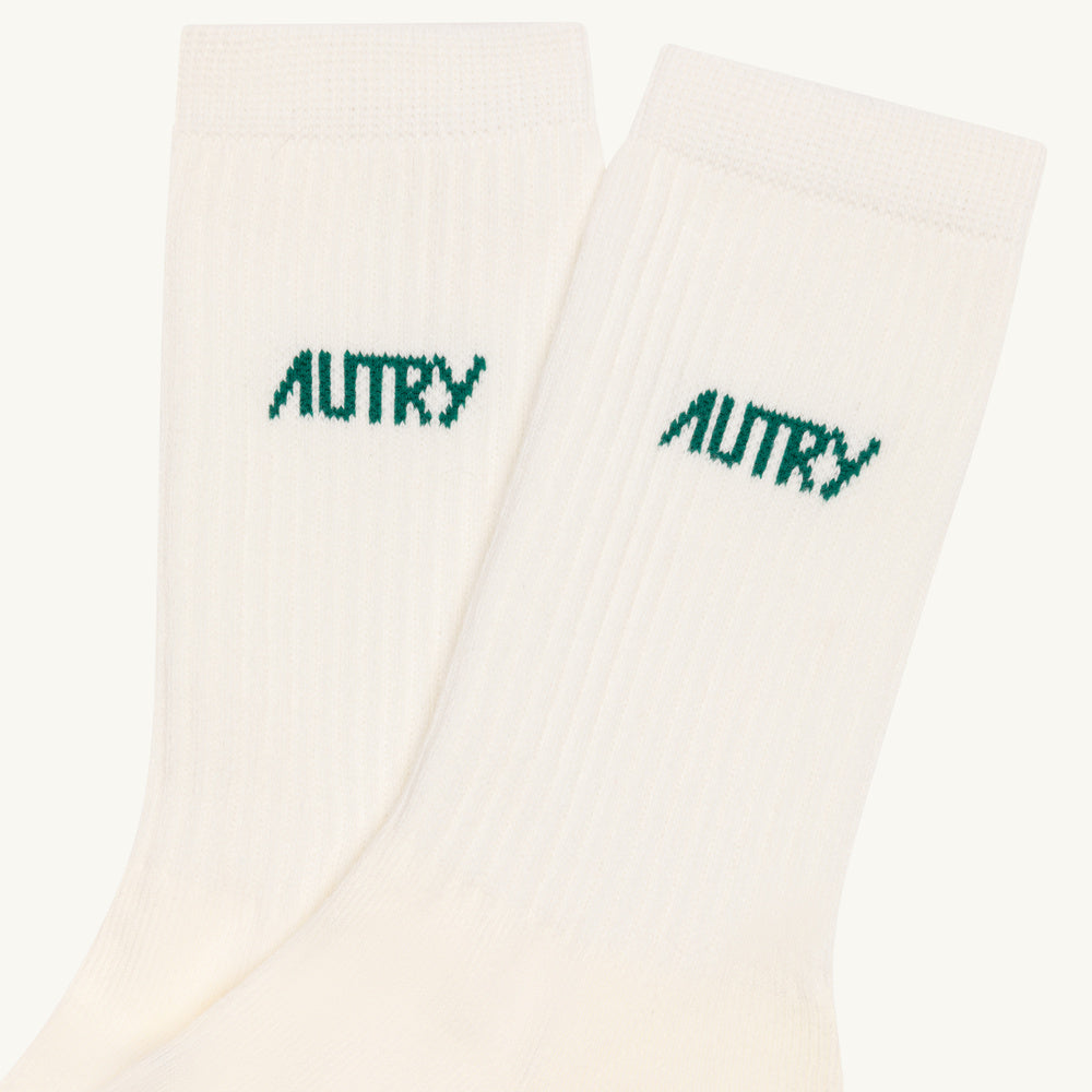 Calze Autry Socks With Jacquard Logo Ivory / Green – dettaglio del logo jacquard