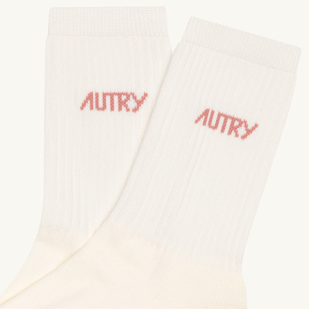 Calze Autry Socks With Jacquard Logo Ivory / Pink – dettaglio del logo jacquard
