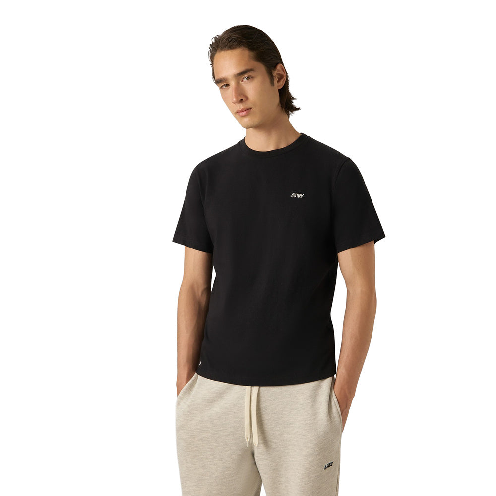 T-shirt Autry T-Shirt With Embroidered Logo For Man Black – indossata vista frontale