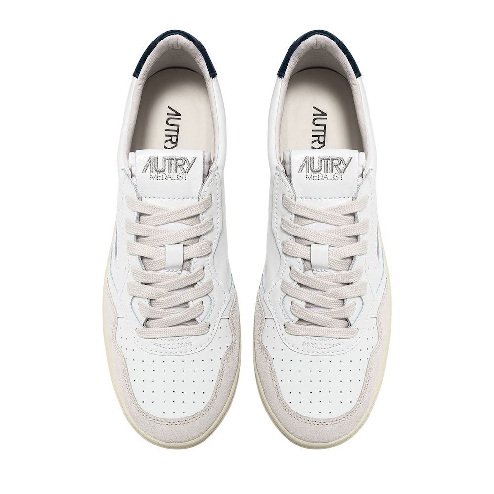 Sneaker Autry Medalist Low Man Leather/Suede White/Blue – vista dall'alto