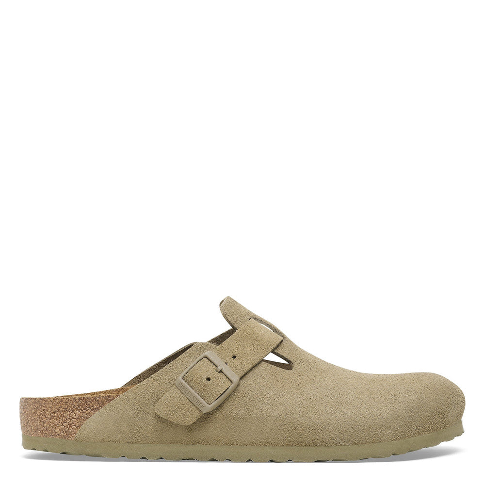 Zoccolo Birkenstock Boston in pelle scamosciata Faded Khaki – vista laterale