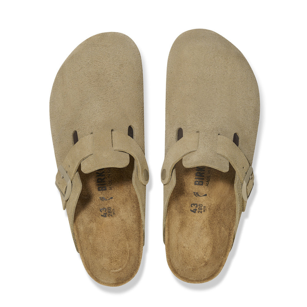 Zoccolo Birkenstock Boston in pelle scamosciata Faded Khaki – vista dall'alto