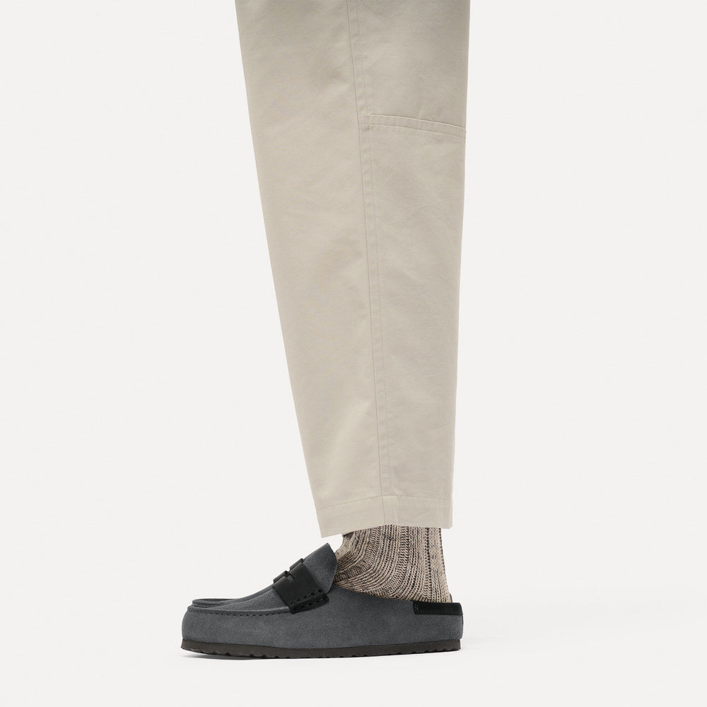 Zoccolo Birkenstock Naples Wrapped in pelle mista Charcoal – indossato, vista laterale