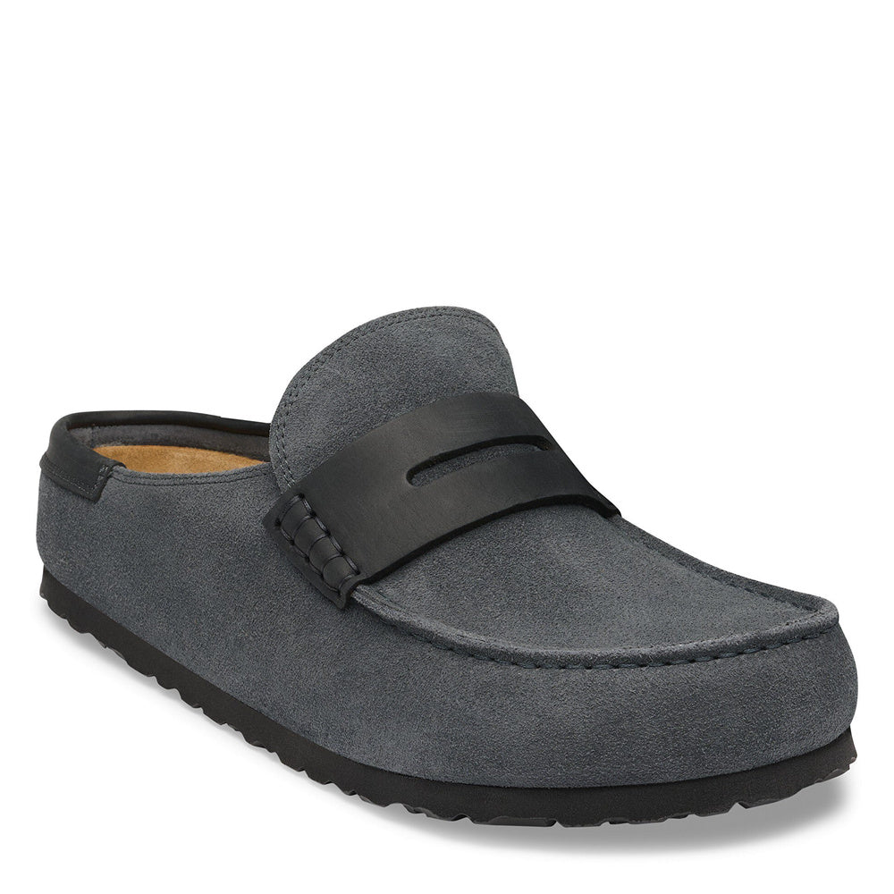 Zoccolo Birkenstock Naples Wrapped in pelle mista Charcoal – vista di tre quarti