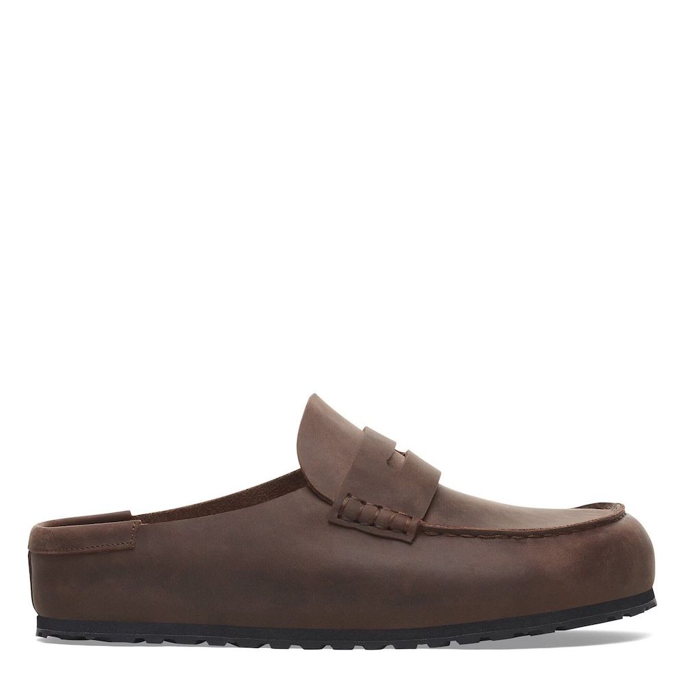 Zoccolo Birkenstock Naples Wrapped in nabuk oliato Habana – vista laterale