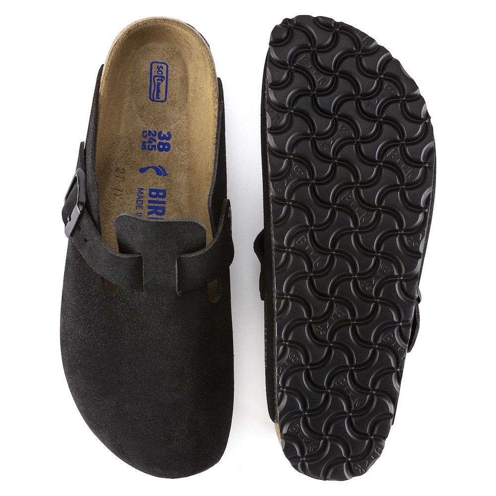 Zoccolo Birkenstock Boston Soft Footbed in pelle scamosciata Black