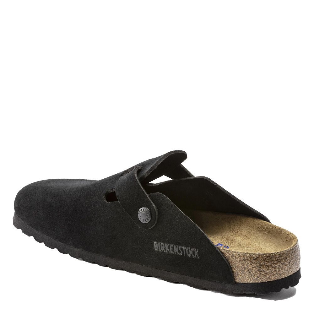 Zoccolo Birkenstock Boston Soft Footbed in pelle scamosciata Black – vista posteriore