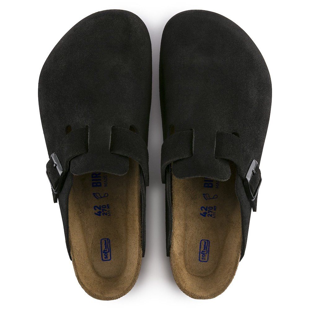 Zoccolo Birkenstock Boston Soft Footbed in pelle scamosciata Black – vista dall'alto