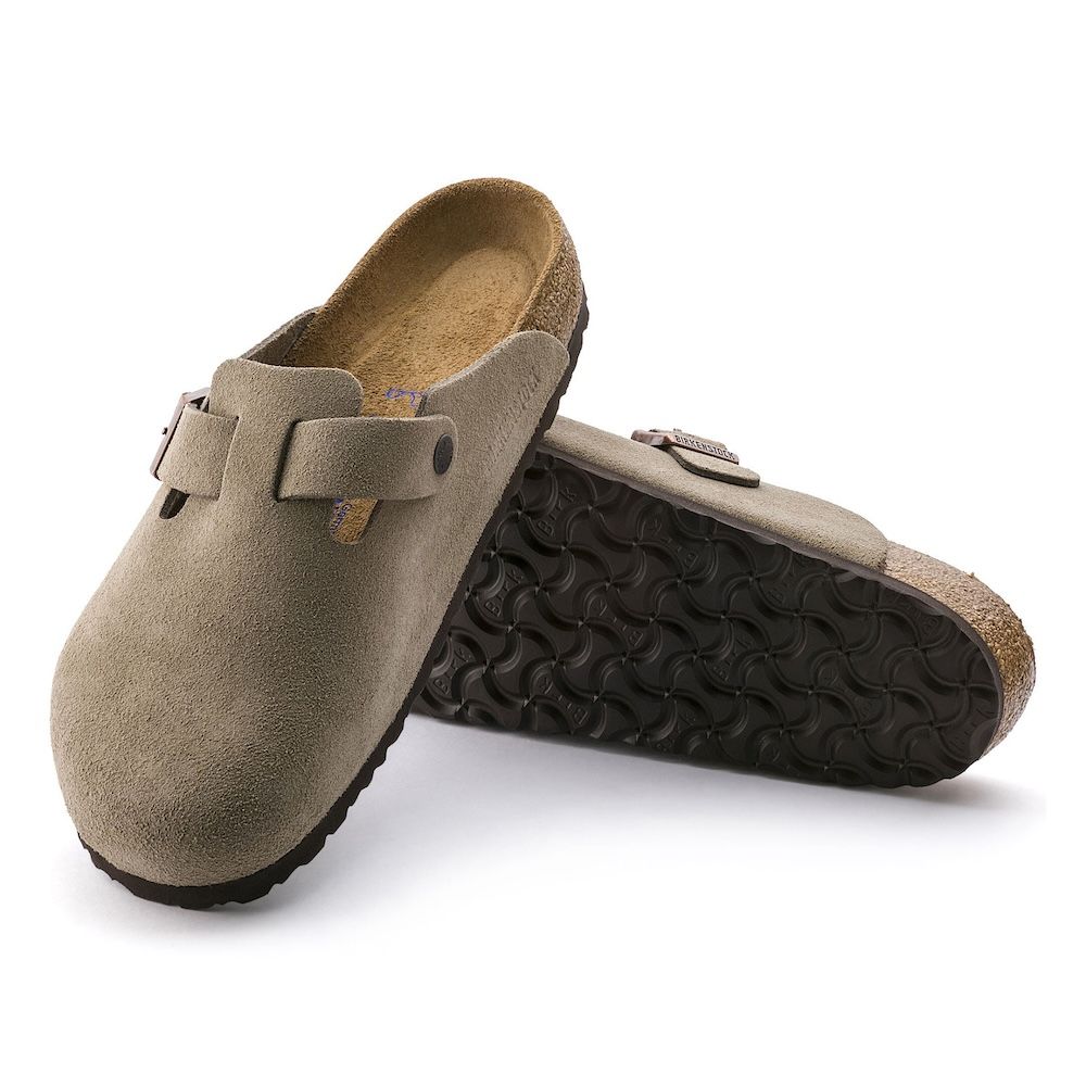 Zoccolo Birkenstock Boston Soft Footbed in pelle scamosciata Taupe