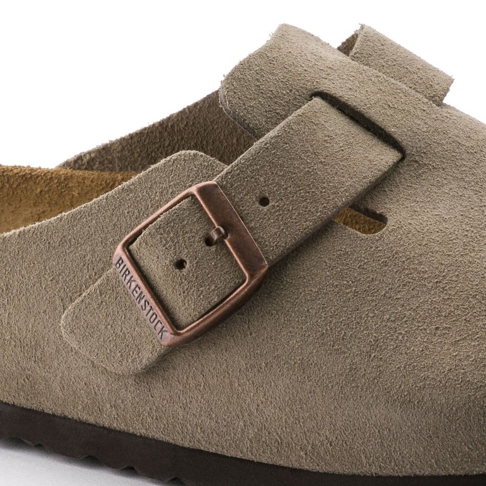 Zoccolo Birkenstock Boston Soft Footbed in pelle scamosciata Taupe