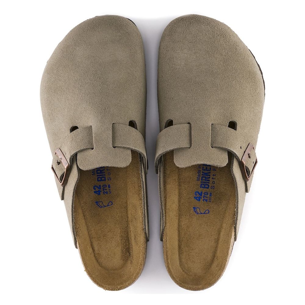 Zoccolo Birkenstock Boston Soft Footbed in pelle scamosciata Taupe