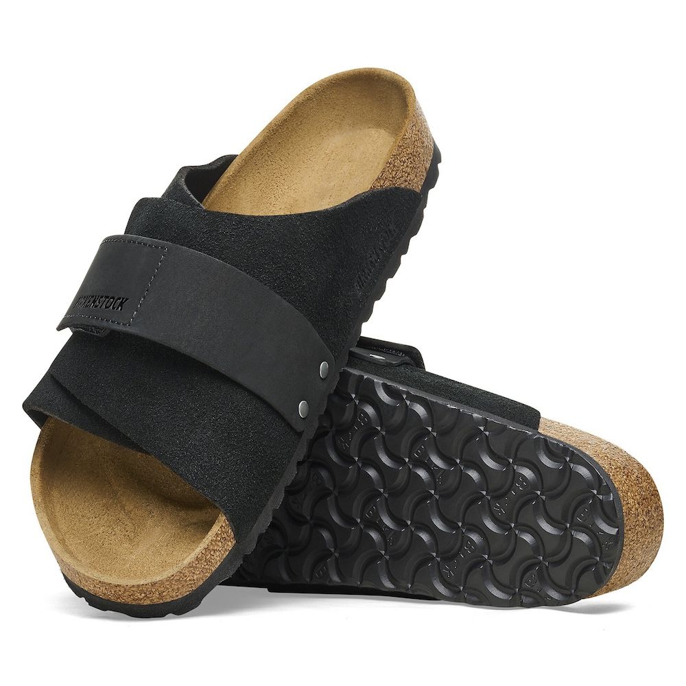 Sandalo Birkenstock Kyoto in pelle scamosciata e nabuk Black – vista della suola