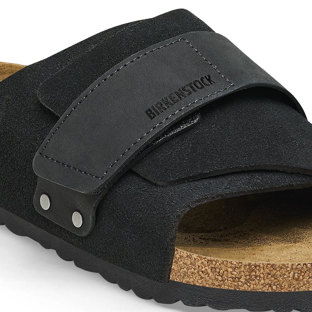 Sandalo Birkenstock Kyoto in pelle scamosciata e nabuk Black – dettaglio della tomaia