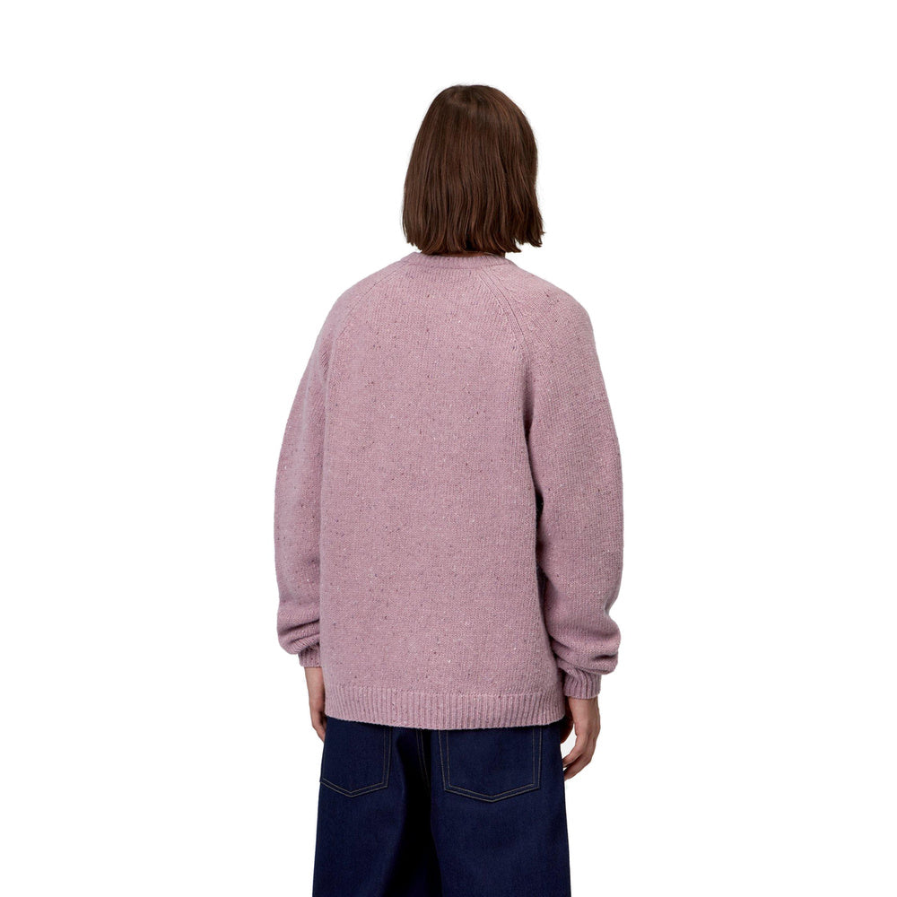 Maglione Carhartt WIP Anglistic Sweater Speckled Hortensia – indossato vista posteriore