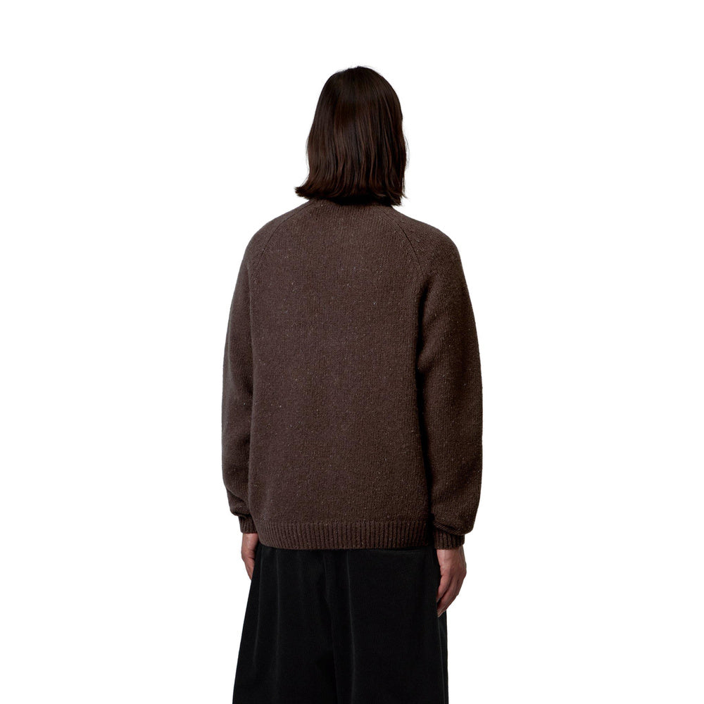 Maglione Carhartt WIP Anglistic Sweater Speckled Tobacco – indossato vista posteriore