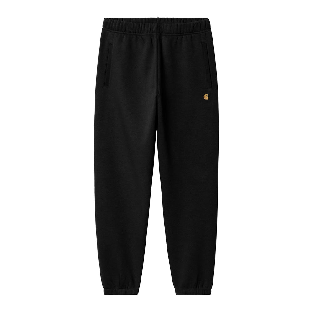 Pantaloni della tuta Carhartt WIP Chase Sweat Pant Black / Gold – vista frontale
