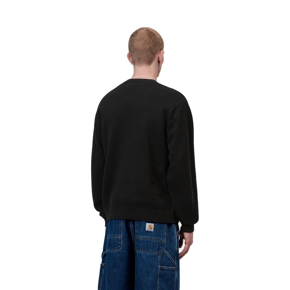 Maglione Carhartt WIP Deck Sweater Black / Wax – indossato vista posteriore