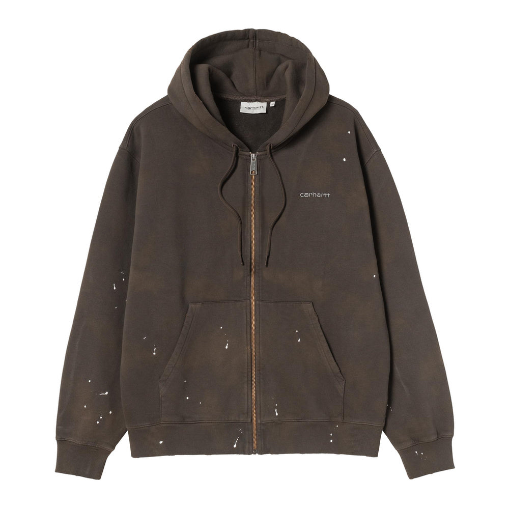 Felpa con cappuccio Carhartt WIP Hooded Painter Jacket Tobacco Destroy Wash Splatter – vista frontale