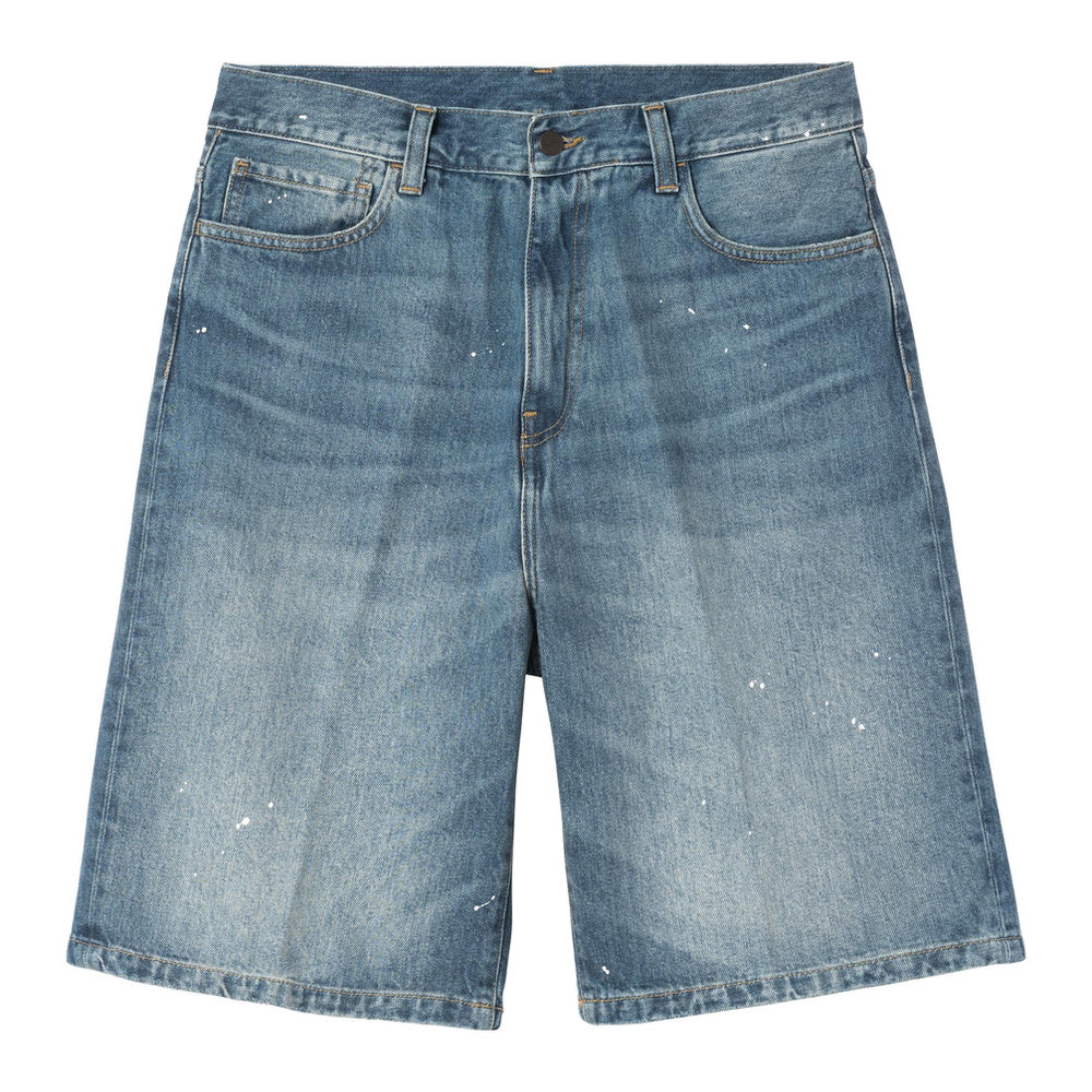 Short Carhartt WIP Landon Short Blue Destroy Wash Splatter – vista frontale