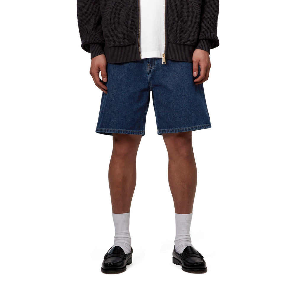 Short Carhartt WIP Nolan Short Blue Heavy Stone Washed – indossati vista frontale