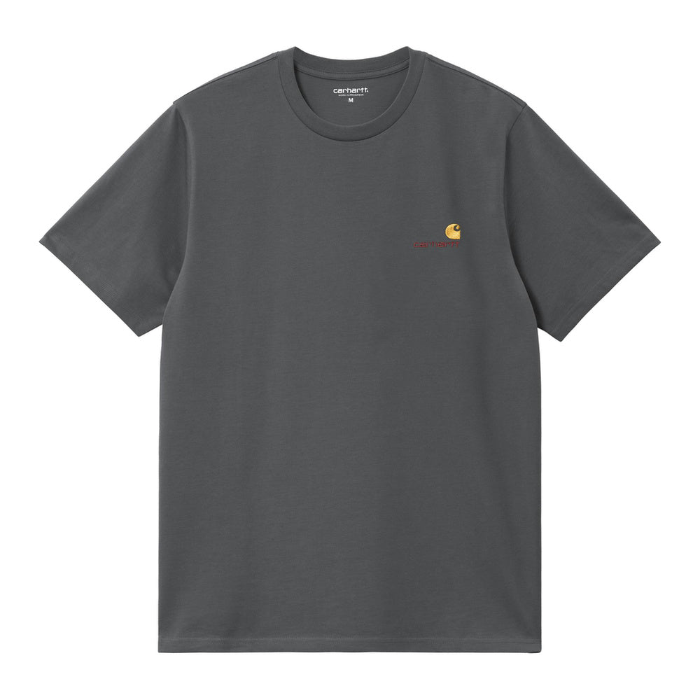 T-shirt Carhartt WIP S/S American Script T-Shirt Graphite – vista frontale