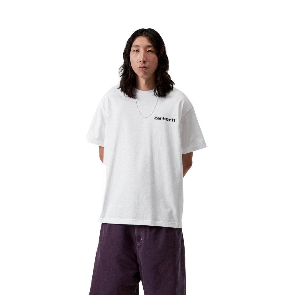 Carhartt WIP S/S Archive Script T-Shirt White – worn, front view
