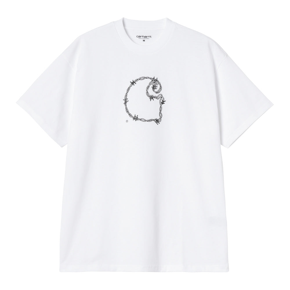 T-shirt Carhartt WIP S/S Barbwire C T-Shirt White – vista frontale
