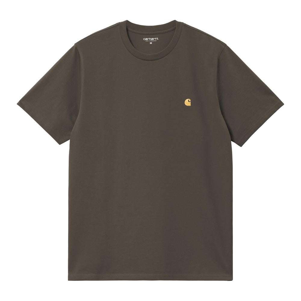 T-shirt Carhartt WIP S/S Chase T-Shirt Shungite / Gold – vista frontale