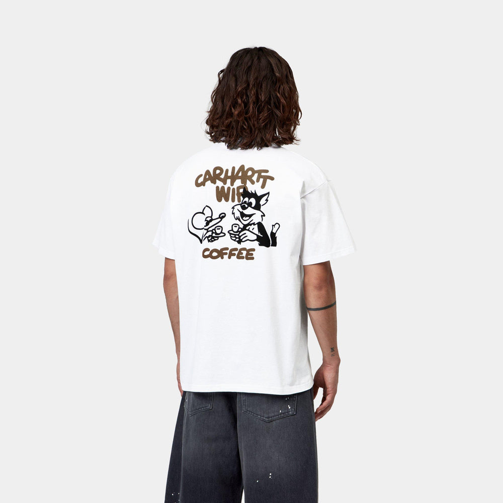 T-shirt Carhartt WIP S/S Coffee Break T-Shirt White – indossata vista posteriore