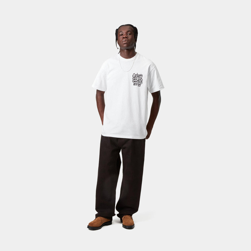 T-shirt Carhartt WIP S/S Commuting Tales T-Shirt White – indossata figura intera