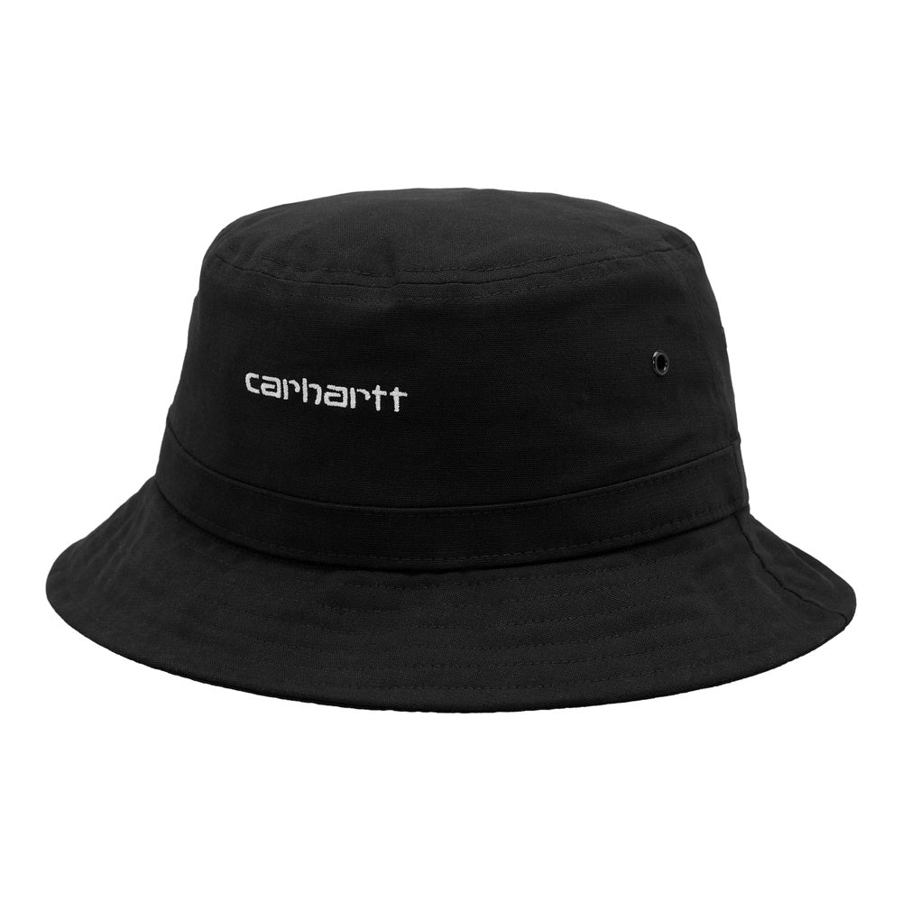 Cappello Carhartt WIP Script Bucket Hat Black / White – vista frontale