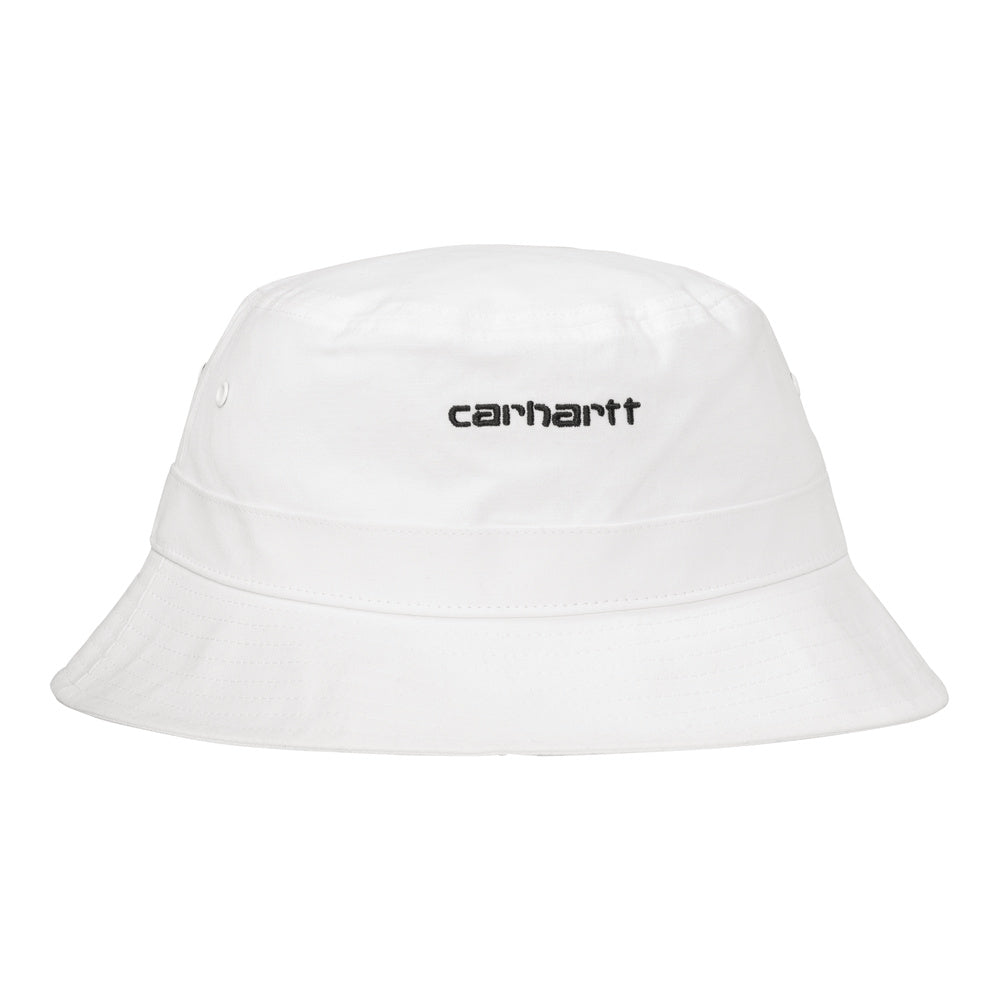 Cappello Carhartt WIP Script Bucket Hat White / Black – vista frontale