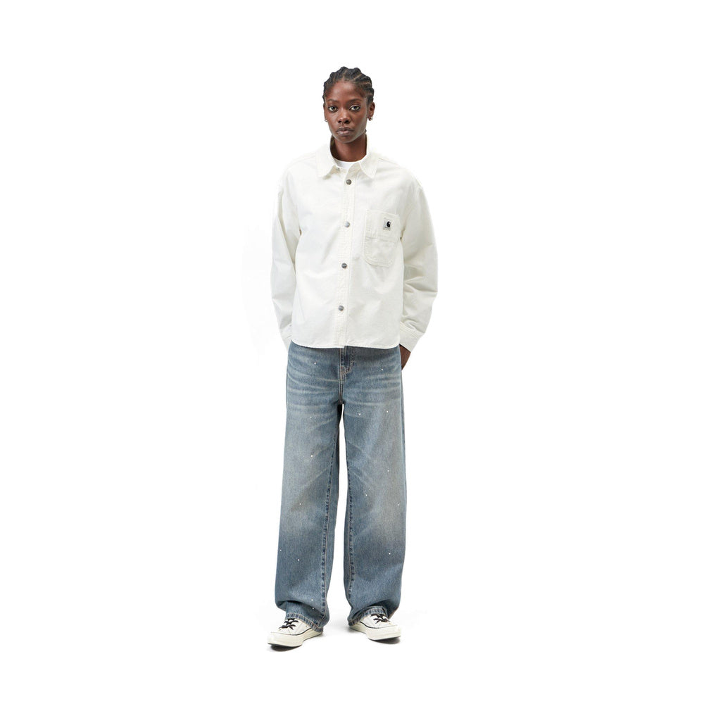 Jeans Carhartt WIP W' Arin Pant Blue Destroy Wash Splatter – indossati figura intera