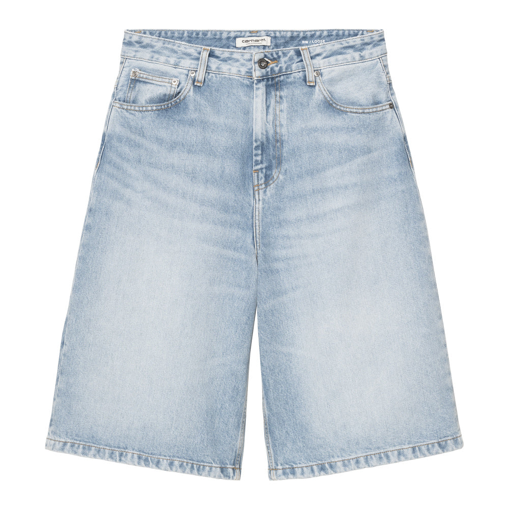 Short Carhartt WIP W' Belmont Short Blue Heavy Worn Bleached – vista frontale