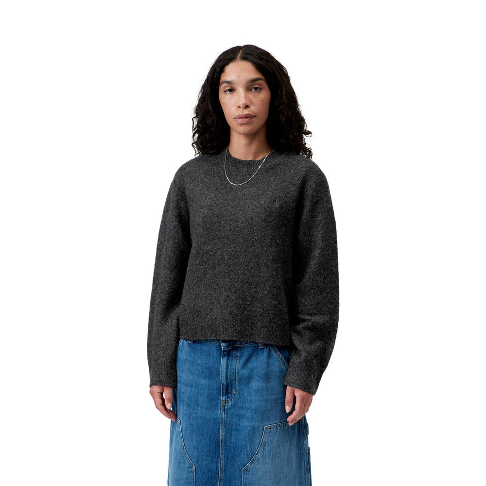 Maglione Carhartt WIP W' Curtis Sweater Tangled Black – indossato vista frontale