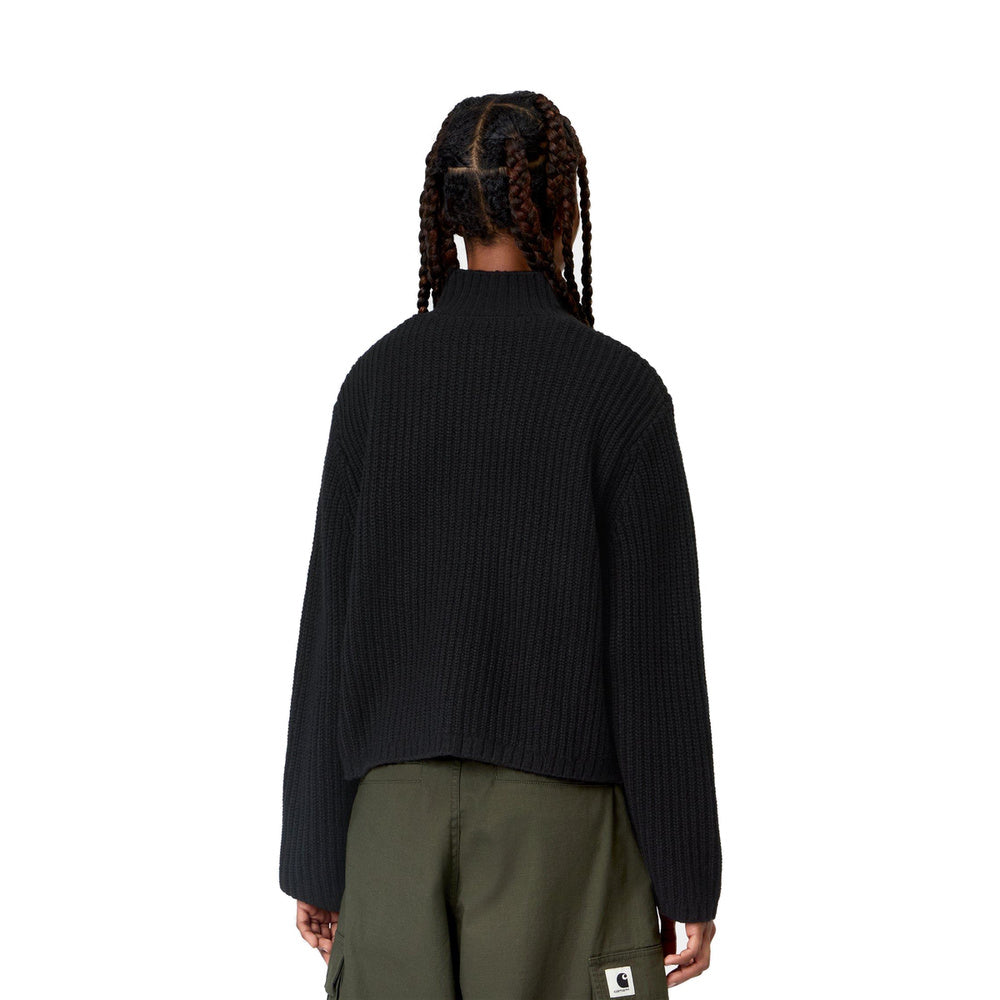 Maglione Carhartt WIP W' Detroit Half Zip Sweater Black – indossato vista posteriore