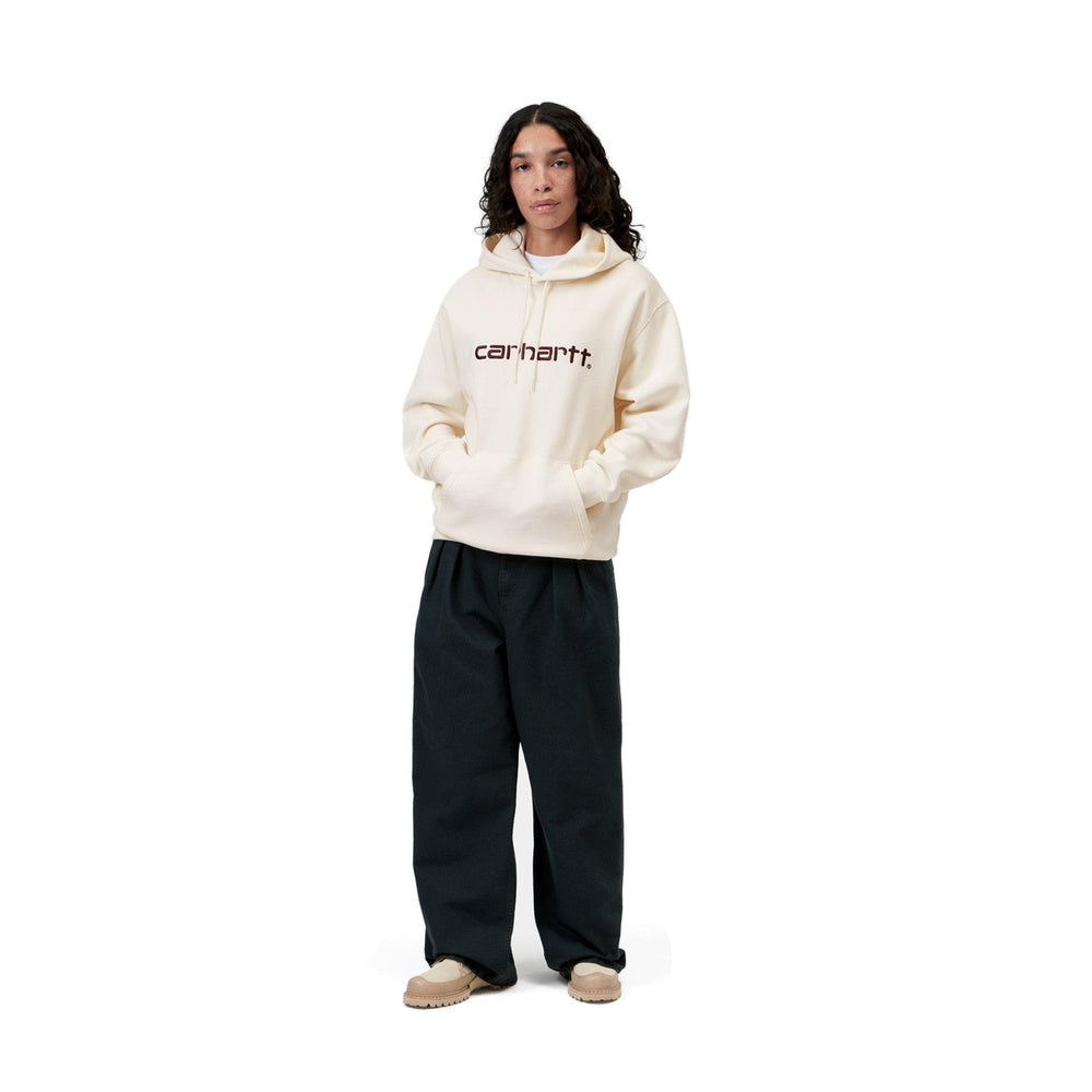 Felpa con cappuccio Carhartt WIP W' Hooded Carhartt Sweatshirt Wax – indossata figura intera