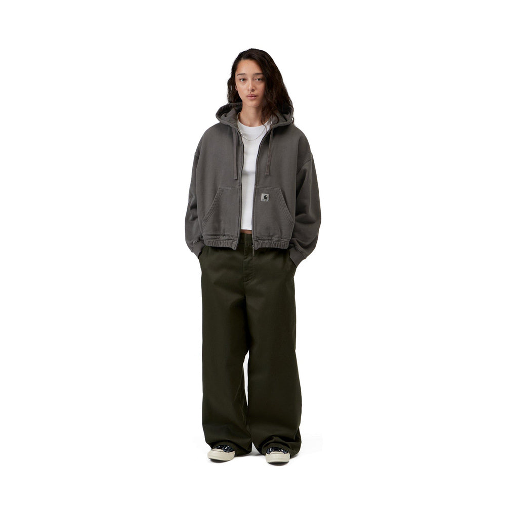 Felpa con cappuccio Carhartt WIP W' Hooded Hoggard Jacket Black Garment Dyed – indossata figura intera