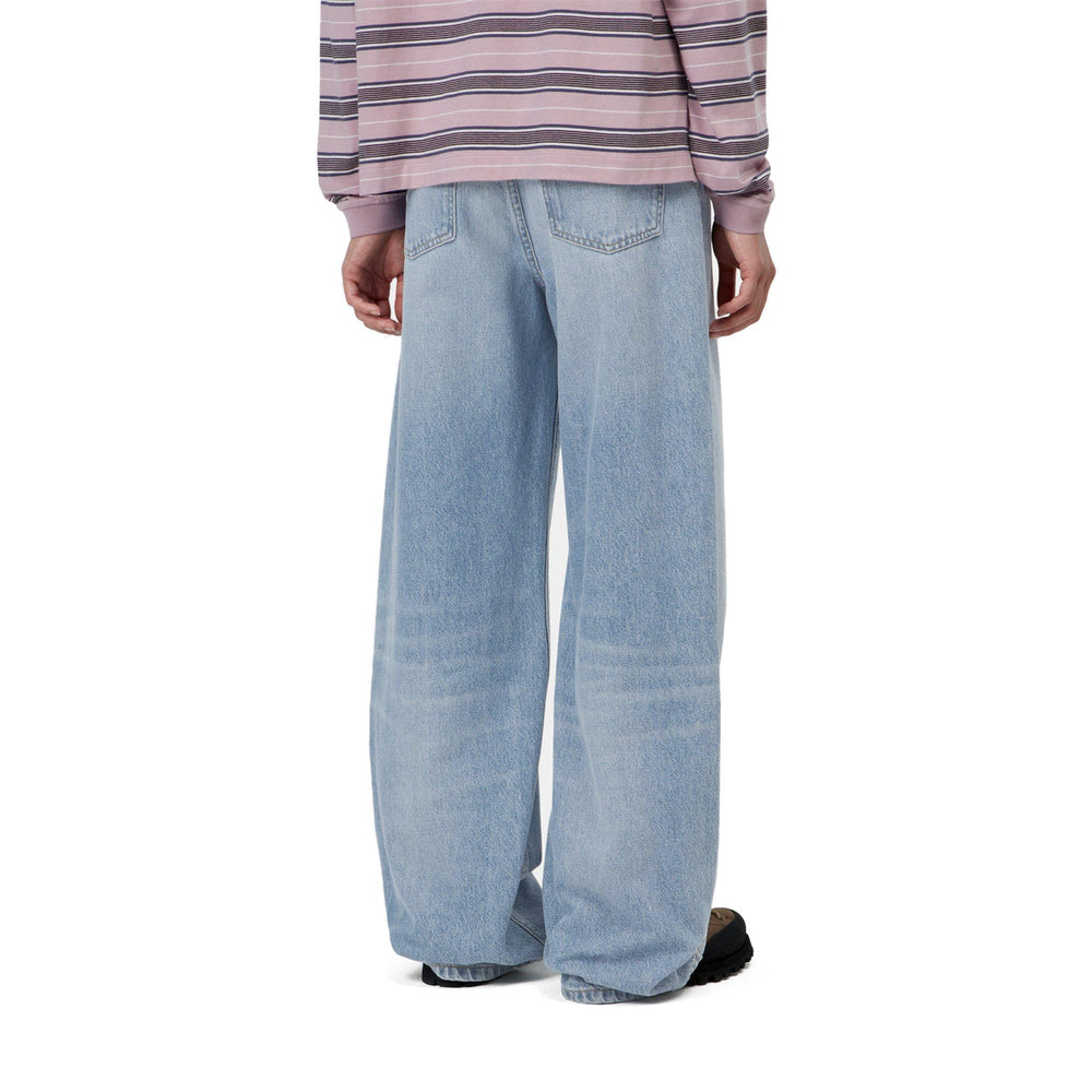 Jeans Carhartt WIP W' Jane Pant Blue Heavy True Stone – indossati vista posteriore