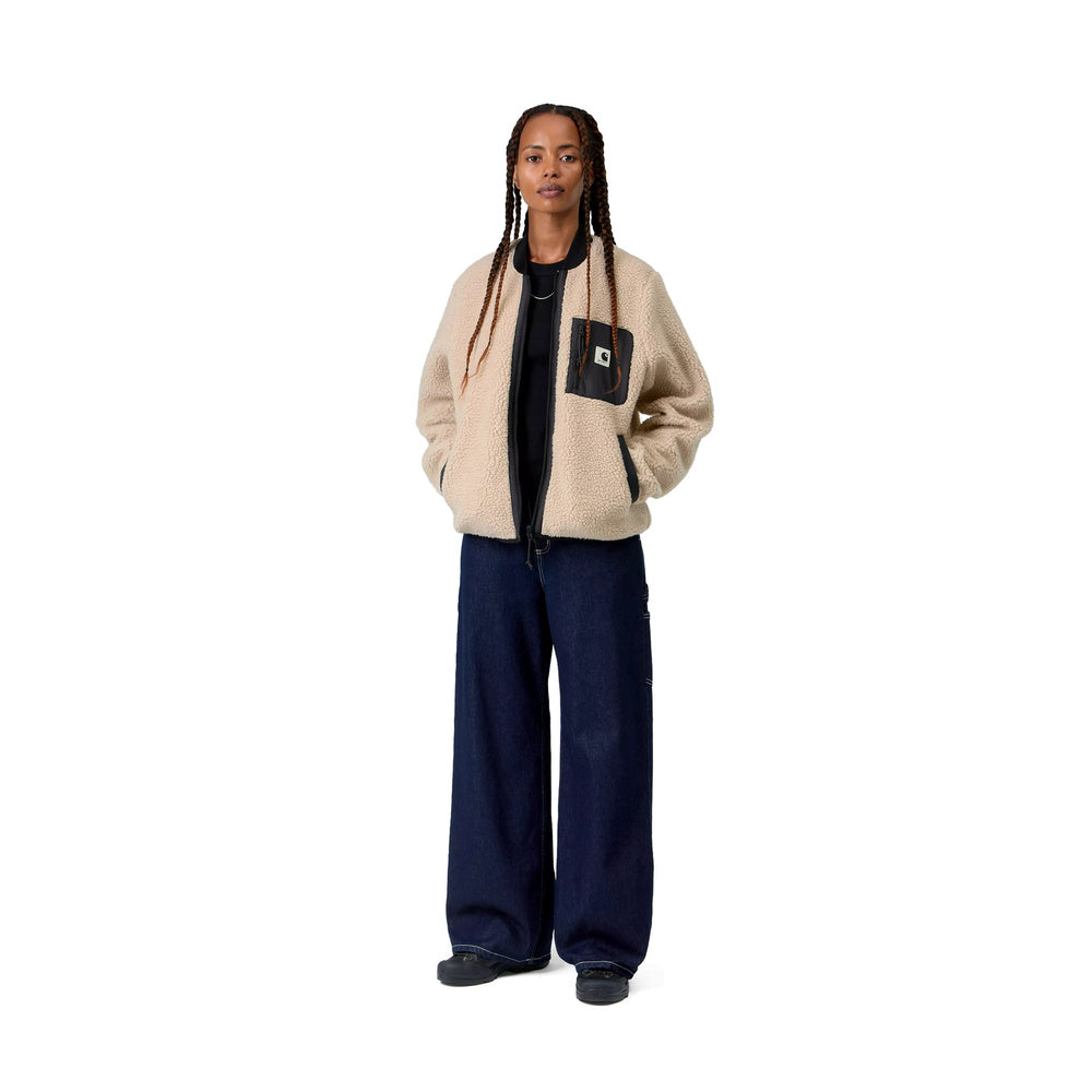 Giacca Carhartt WIP Women's Janet Liner Fleur De Sel / Black – indossata figura intera