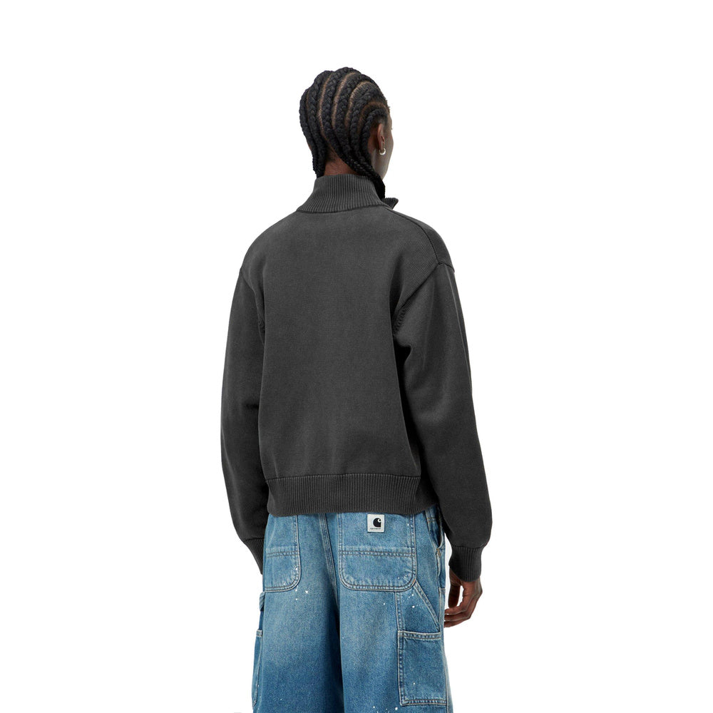 Cardigan Carhartt WIP W' Kori Sweater Jacket Black Garment Dyed – indossato vista posteriore