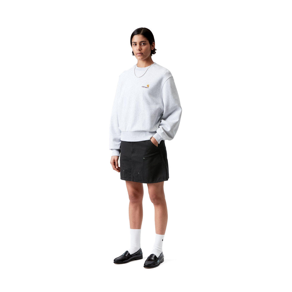 Gonna Carhartt WIP W' Maeve Double Knee Skirt Black Stone Washed – indossata figura intera