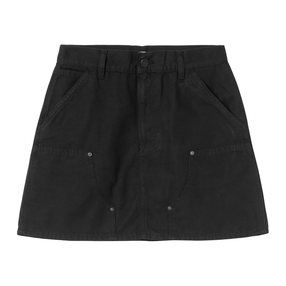 Gonna Carhartt WIP W' Maeve Double Knee Skirt Black Stone Washed – vista frontale