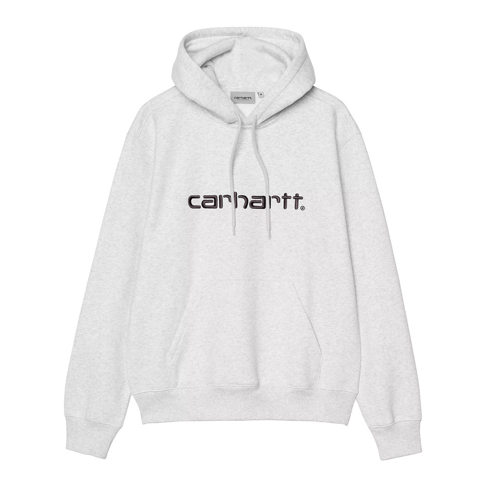 Felpa con cappuccio Carhartt WIP Hooded Carhartt Sweatshirt Ash Heather / Graphite – vista frontale