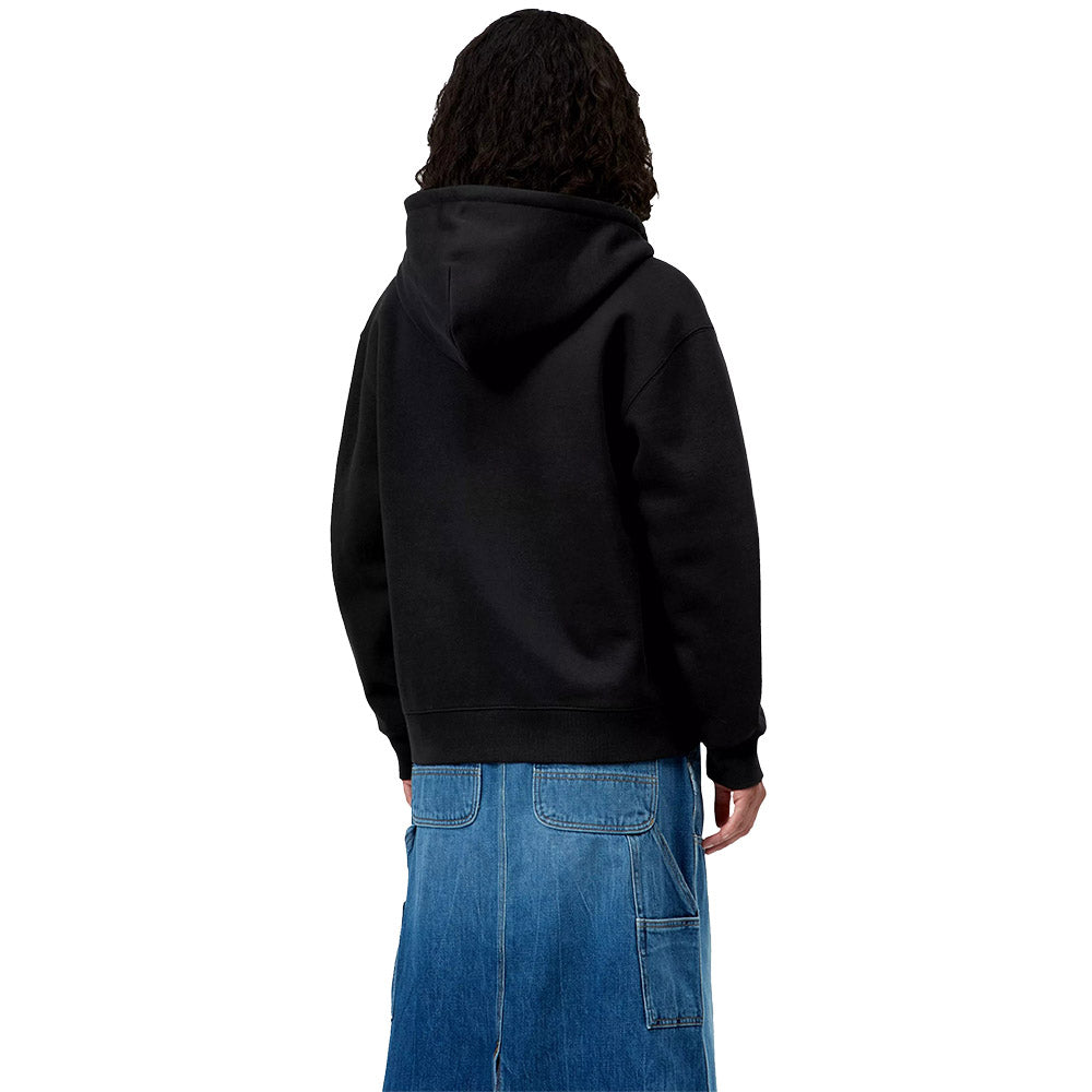 Felpa con cappuccio Carhartt WIP Women's Hooded Small Heart Patch Jacket Black / Black – indossata vista posteriore