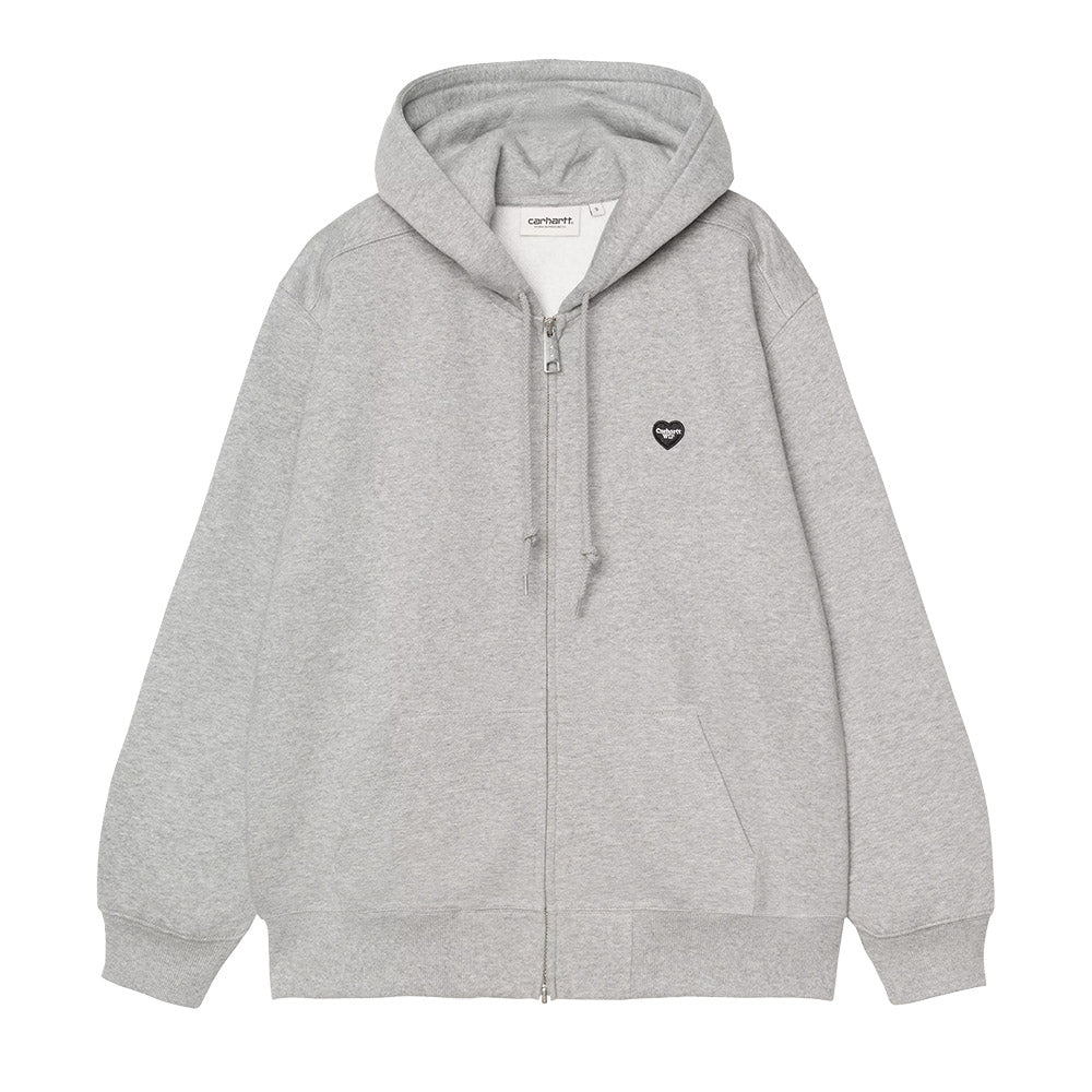 Felpa con cappuccio Carhartt WIP Women's Hooded Small Heart Patch Jacket Grey Heather / Black – vista frontale
