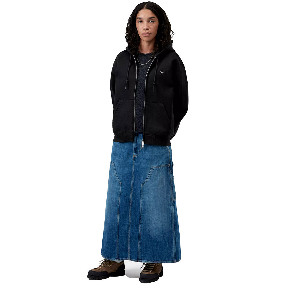 Felpa con cappuccio Carhartt WIP Women's Hooded Small Heart Patch Jacket Black / Black – indossata figura intera
